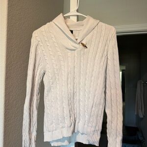 Vintage Lauren Ralph Lauren Cable Knit Sweater Ivory Collar Toggle Button